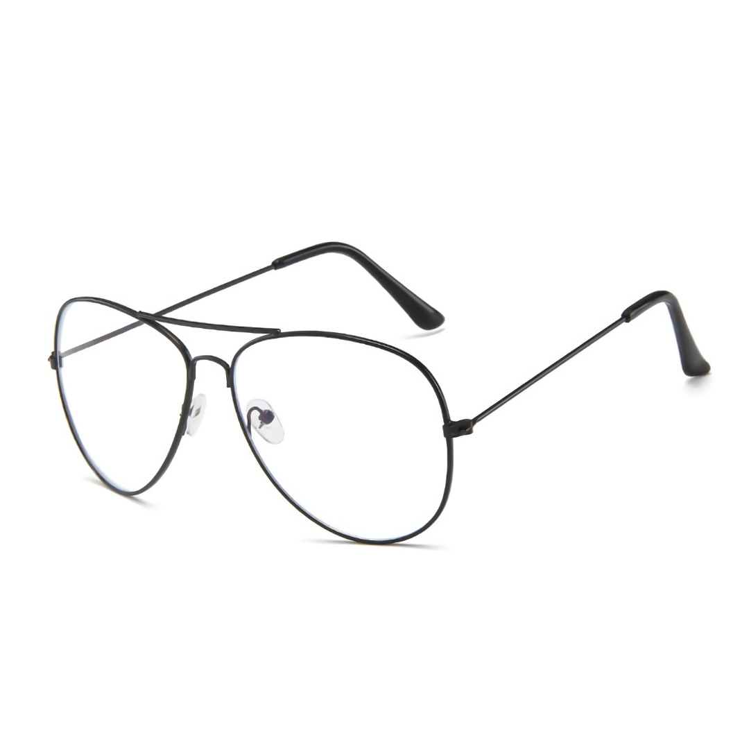 Óculos Verona anti luz azul com armação metálica leve e resistente. Lentes com proteção UV400, narigueiras ajustáveis e design aviador sofisticado. Ideal para proteção e estilo diário.