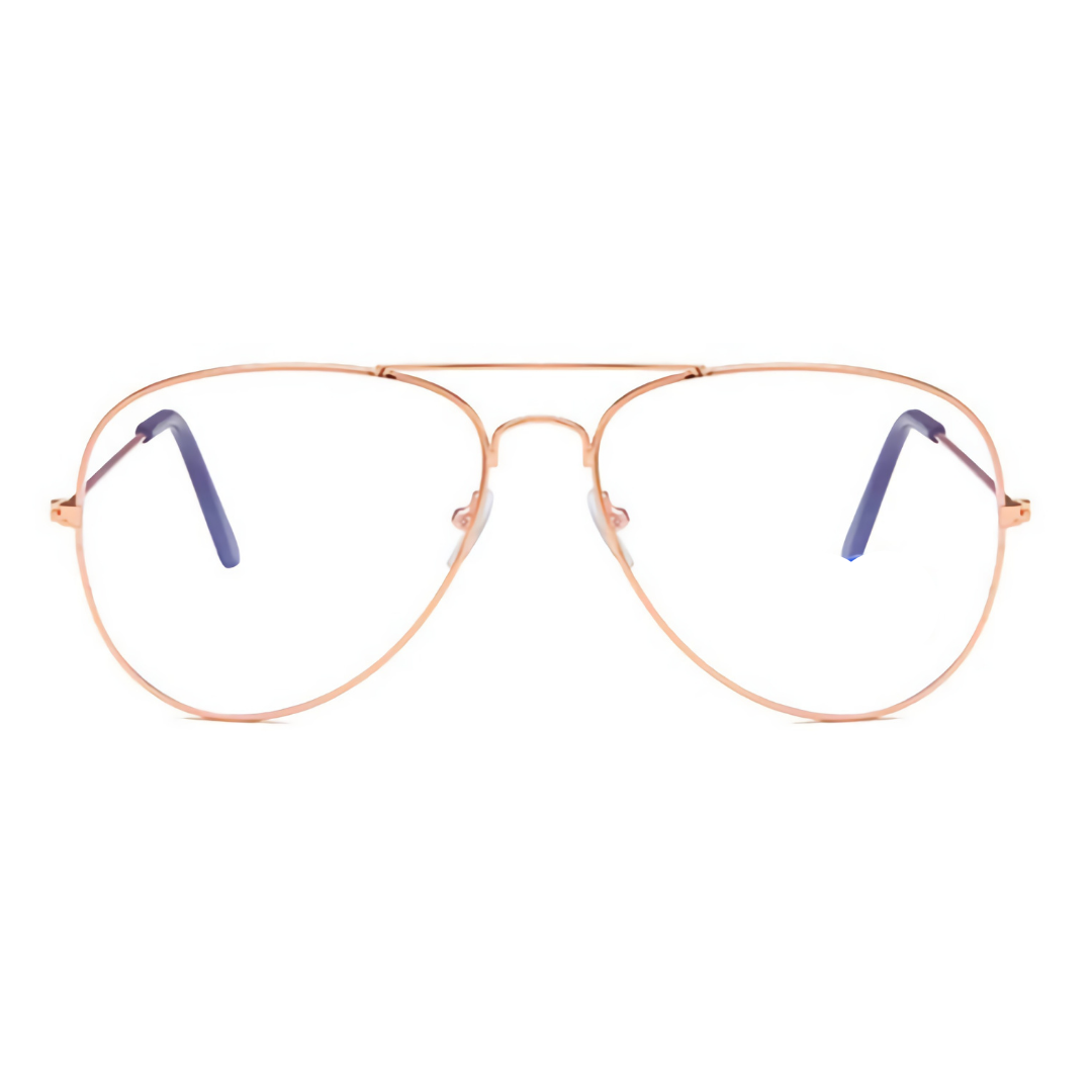 Óculos Verona anti luz azul com armação metálica leve e resistente. Lentes com proteção UV400, narigueiras ajustáveis e design aviador sofisticado. Ideal para proteção e estilo diário.