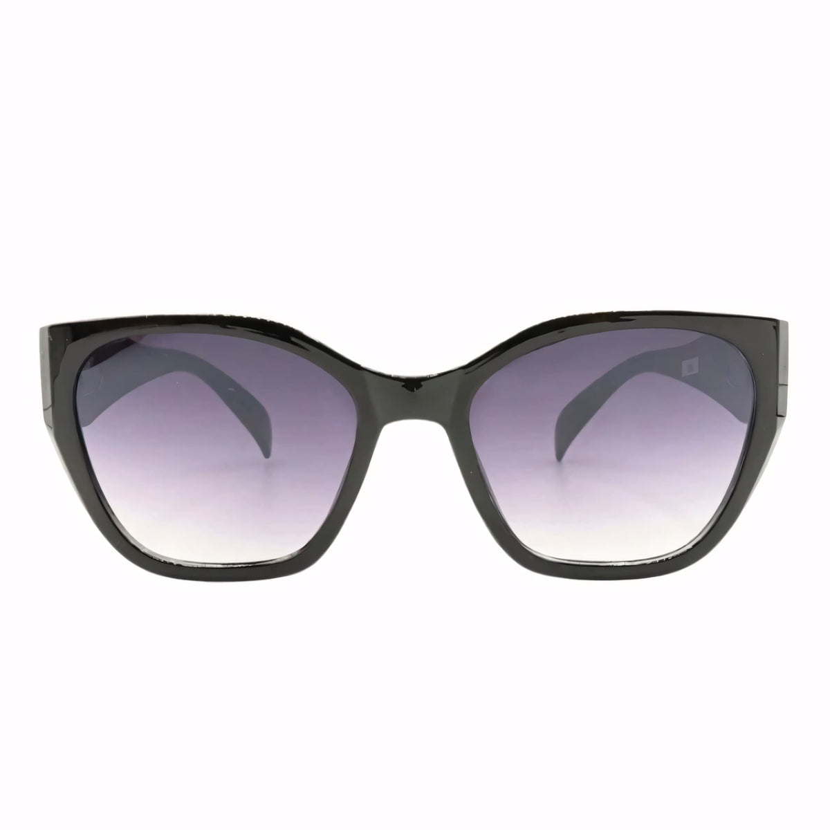 Óculos de Sol Feminino Cat Eye Vintage com armação em acetato italiano preto brilhante. Lentes degradê com proteção UV400, design sofisticado e estrutura ergonômica para máximo conforto.