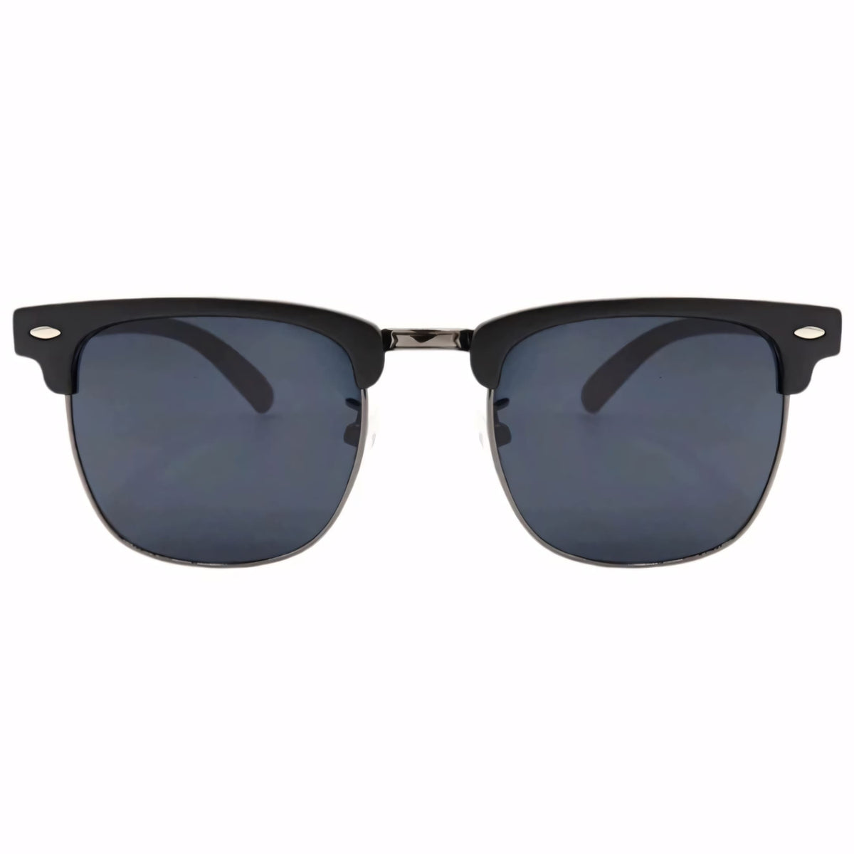Óculos de Sol Masculino com armação vintage em acetato preto e metal. Lentes escuras com proteção UV400, estrutura leve e resistente para conforto e segurança durante o uso.
